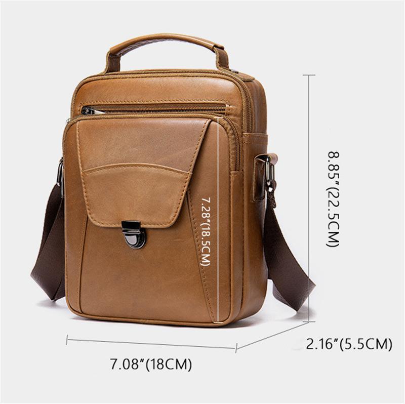 Organizational Layout Top-Handled Genuine Leather Adjustable Strap Sling Bag