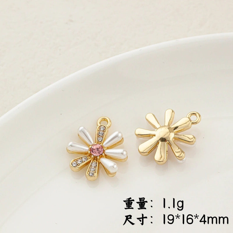 5 PCS/Package 20 * 23mm Alloy Artificial Pearls Rhinestones Flower Butterfly Pendant Jewelry Accessories