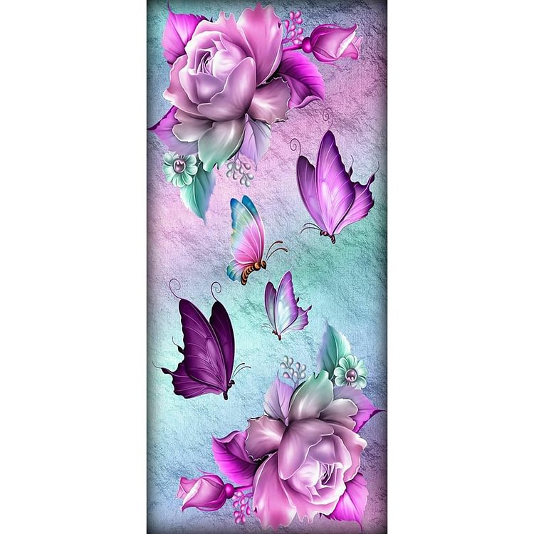 Butterfly Flower - Full Round Drill Diamond Painting - 30x60cm(Canvas)
