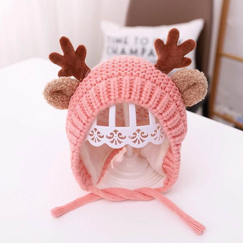 Baby Wool Hat Autumn And Winter Baby Men And Women Velvet Warm Knitted Hat Christmas Antlers Cute Super Cute Shroud Cap