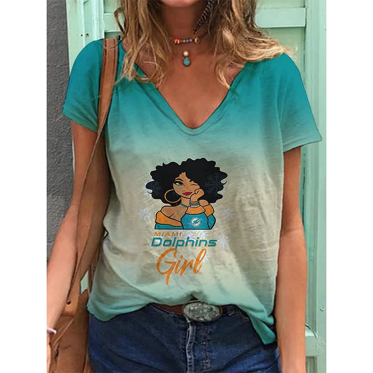 Miami Dolphins Lightweight Short Sleeve V-Neck T-Shirt