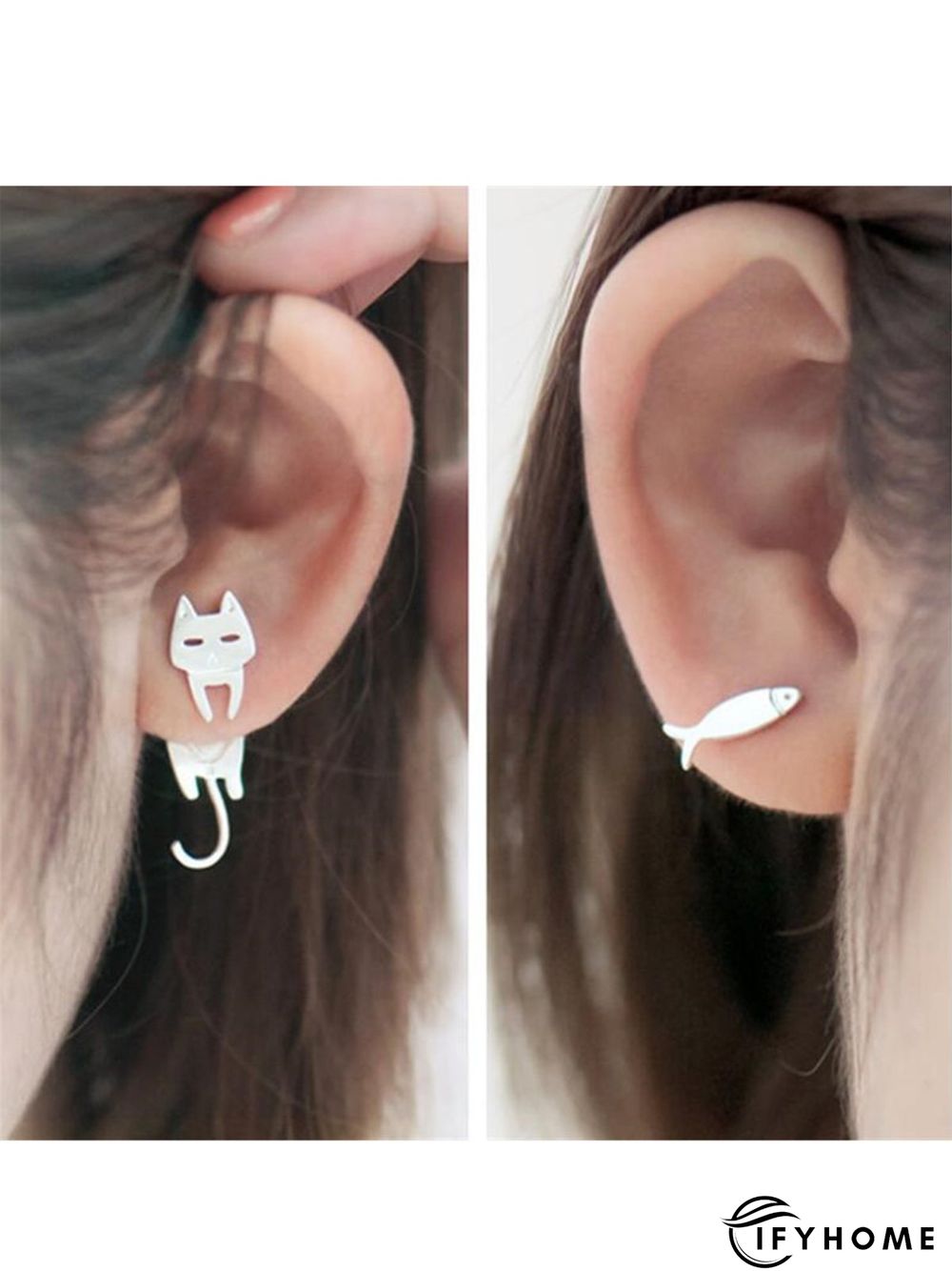 Cat And Fish Alloy Earrings | IFYHOME