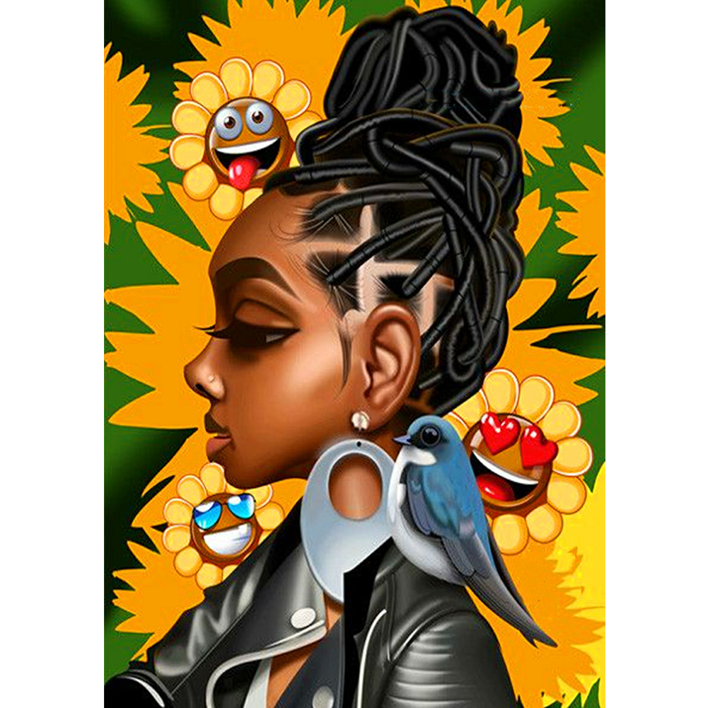 

(Multi-Size) Black Girl - Round/Square Drill Diamond Painting 30*40cm/40*50cm, Round diamond 30*40cm, 501 Original