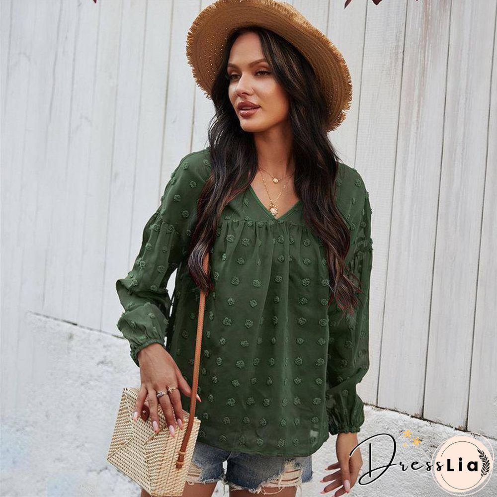 Spring New chiffon blouse women fashion neck full sleeve summer shirt tops for casual