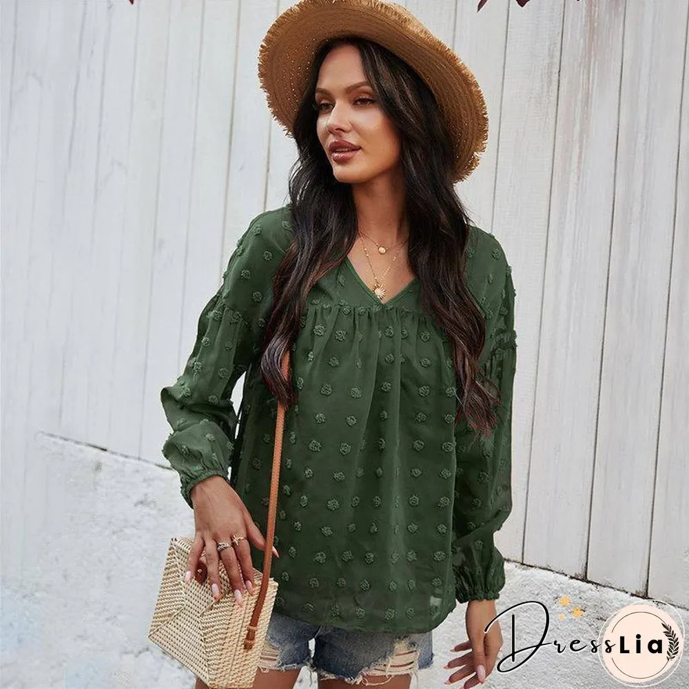 Spring New chiffon blouse women fashion neck full sleeve summer shirt tops for casual