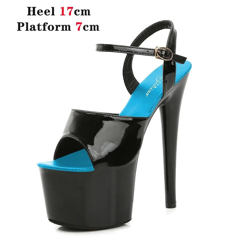 Qengg Mixed Color Shoes Stripper Heels Women Sandals Sexy Shoes Party Club Sandals 17 CM Platform High-heeled Wedding Shoes Pole Dance