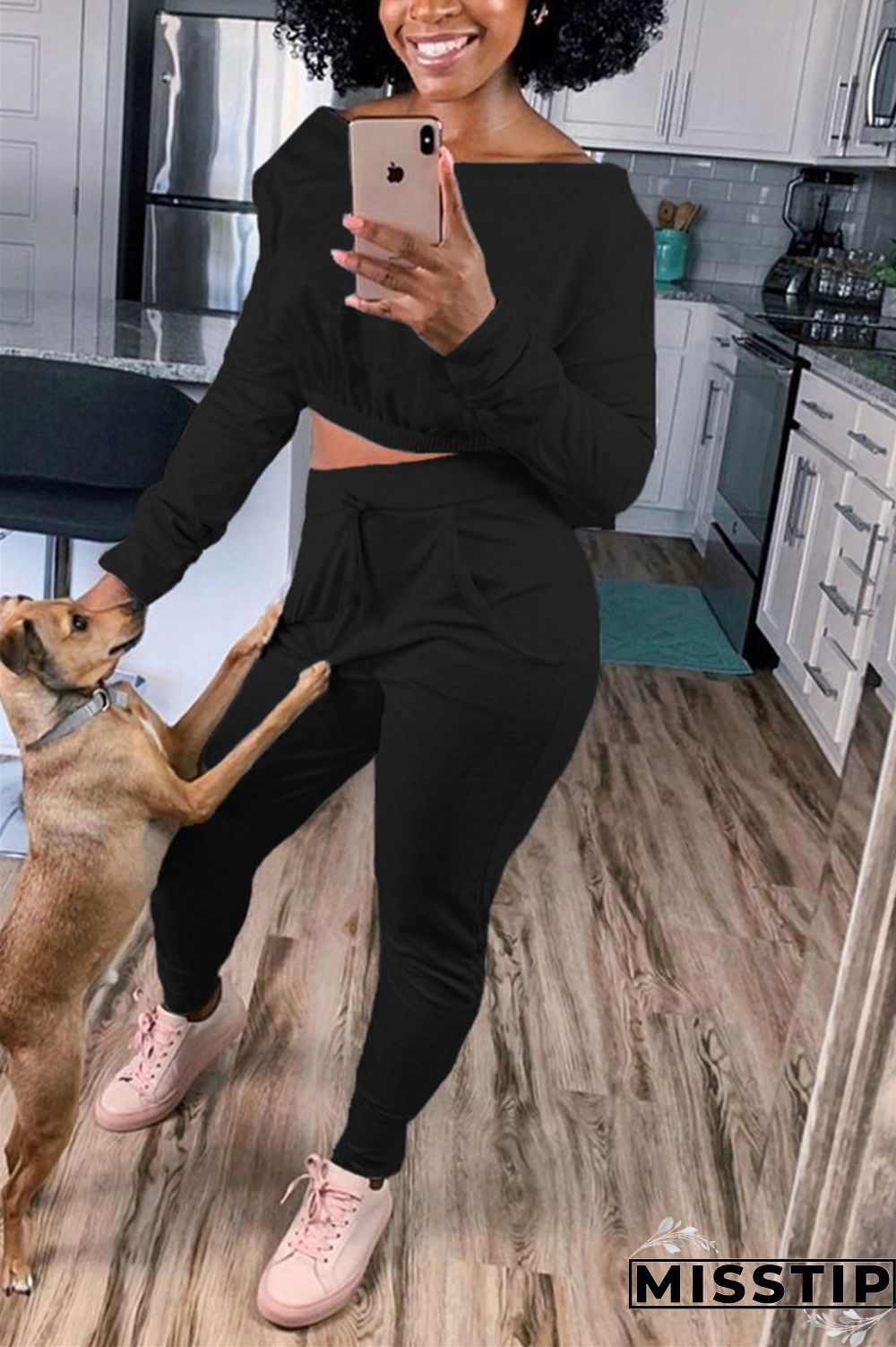 Dark Gray Casual Street Sportswear Living Blends Patchwork Solid Patchwork Pocket Pullovers Pants V Neck Long Sleeve Regular Sleeve Short Two Pieces