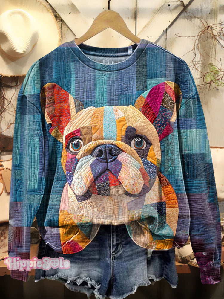 Patchwork Dog Art Print Sweatshirt Multicolor / S