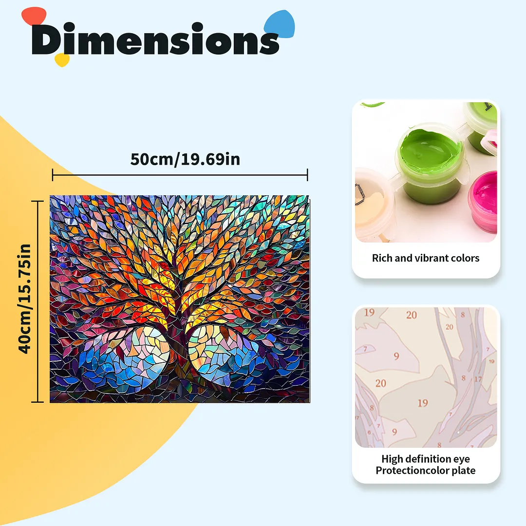 DIY Tree of Life Paint by Numbers Kits Drawing Paintwork on Canvas 15.75x19.69inch Without Frame Canvas Oil Painting Number Painting for Beginners Adults Gift Home Wall Decor