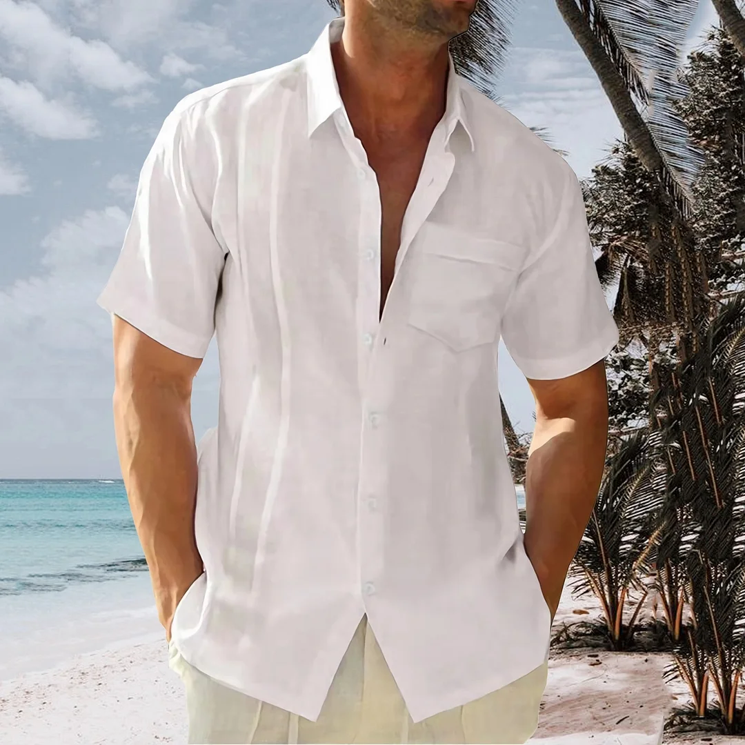 Single Breasted Pocket Casual Short Sleeve Shirt