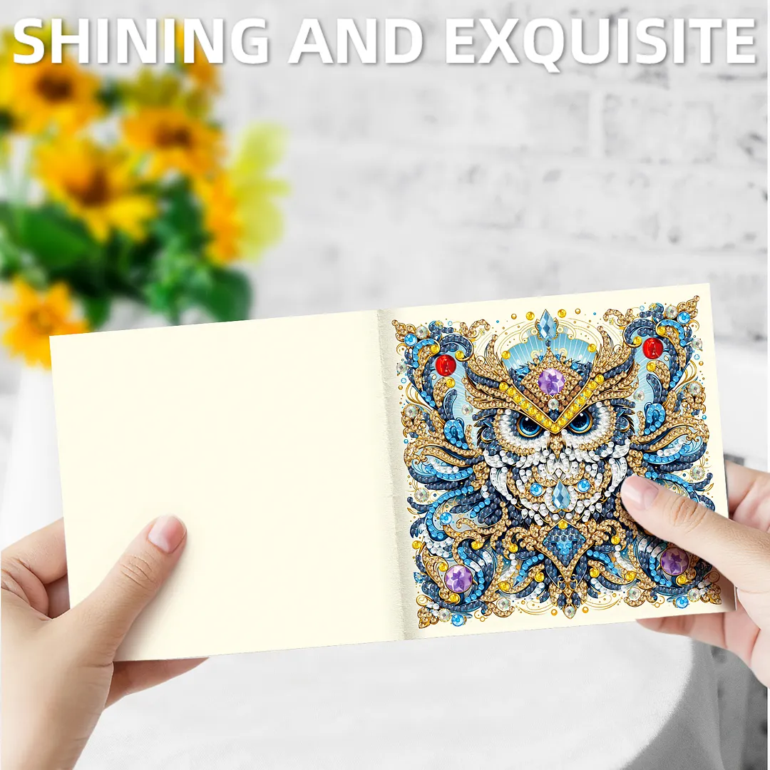 6pcs Owl DIY Diamond Painting Greeting Card Kits with Envelopes Diamond Art Greeting Cards Diamond Art Cards Kits for Adults DIY Crafts Family Friend Gifts