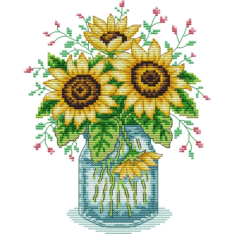 Joy Sunday Sunflower Vase 14CT Stamped Cross Stitch 19*26CM