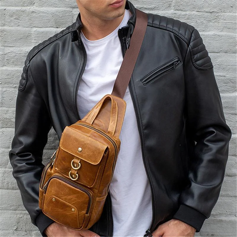 Sports Leather Crossbody Bags With Large Capacity