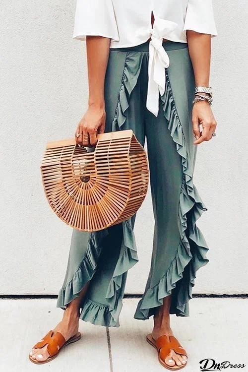 Ruffles Slit Pants