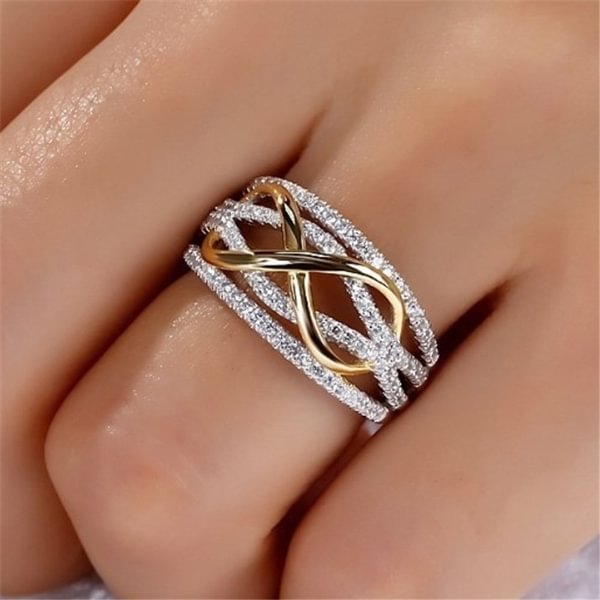 Fashion Infinity Love Rings Rose Gold Heart Rings for Women Two-tone Wedding Cubic Zircon CZ Crystal Ring mask mask mask - Shop Trendy Women's Fashion | TeeYours