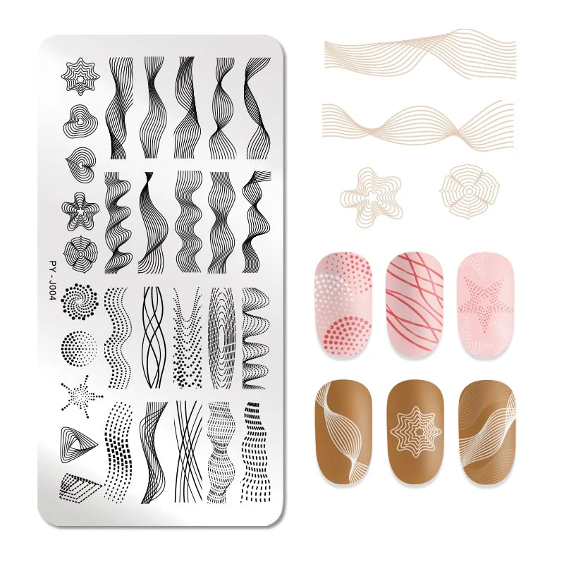 PICT YOU Stamping Plates Kits Striped Line Flowers Stamp Plate Tropical Geometry Lace Halloween Pumpkin Nail  Image Plate-Nail Inspo