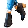 Women's Solid Round Toe Heeled Boots Shoes