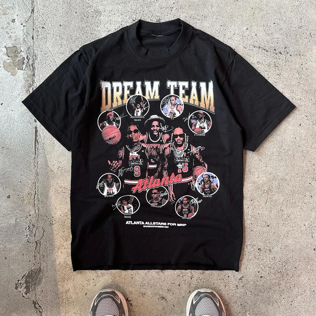 Rap basketball star print T-shirt