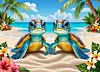 Beach Turtles-Framed oil painting by numbers 40*30CM