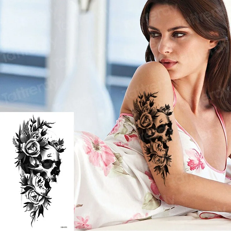 Temporary Tattoo Sticker Forest Moon Bird Bear animal Tattoos Waterproof Leopard Wolf Tiger Body Art Arm flower Fake Tattoo Men
