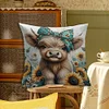 Highland Cow Sunflower-11CT Stamped Cross Stitch Pillowcase 45*45cm
