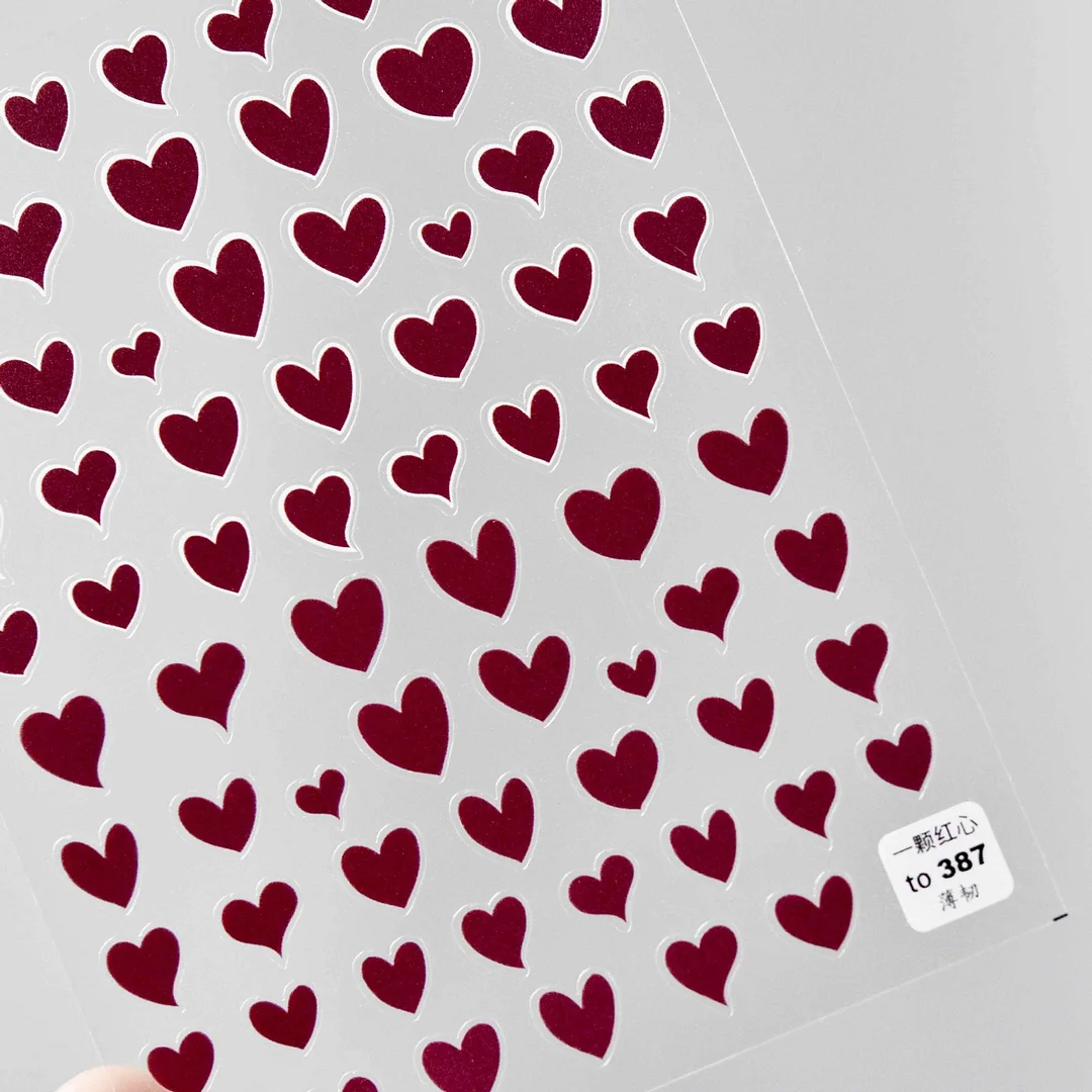 1PC 3D Nail Sticker Back Adhesive Engraved Acrylic Nail Decals Sparkly Star Love Heart Design for Manicure DIY Decorations-Nail Inspo