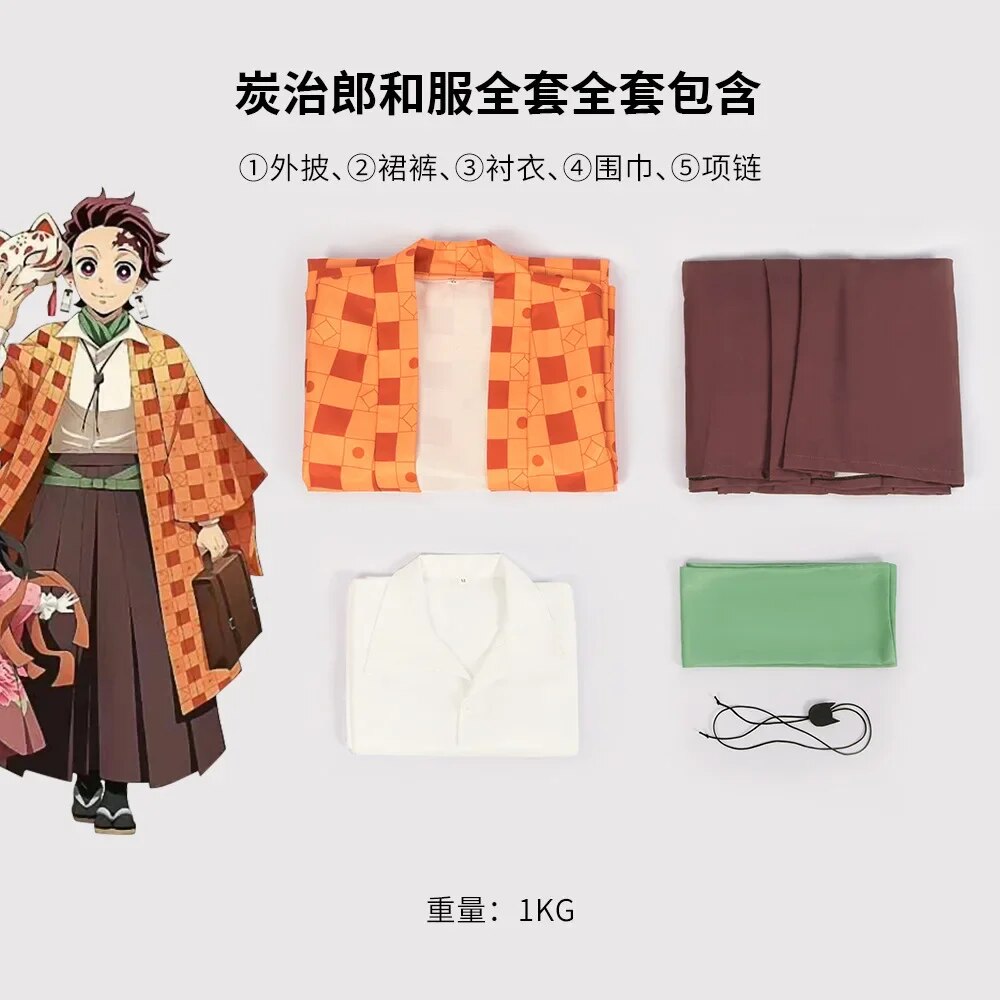 [Wetrose] In Stock Tanjirou Kamado Cosplay Costume  Kimetsu no Yaiba Coat Kimono Haori Fanart Doujin Set Halloween