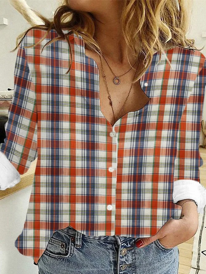 Women‘s Vintage Plaid Print Shirt