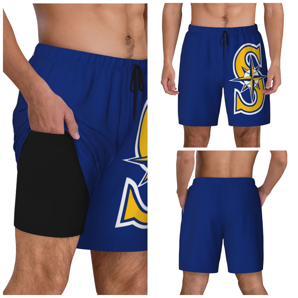 Seattle Mariners Logo Men's Swim Trunks with Compression Liner