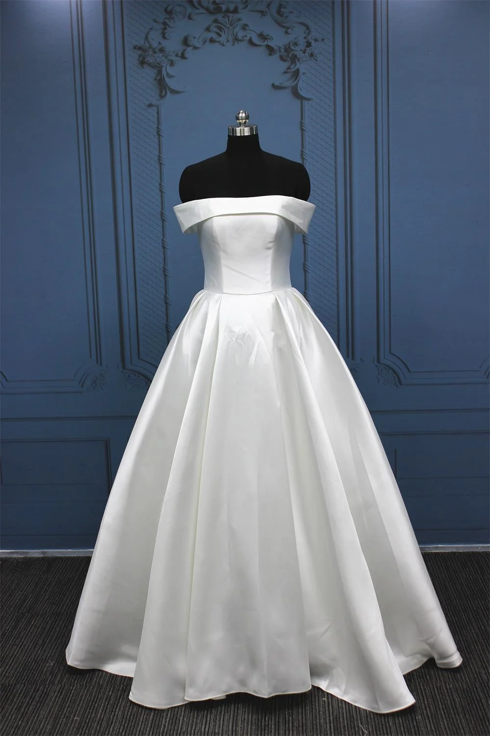 Daisda White Simple Off-The-shoulder A Line Wedding Dress Charmeuse Sleeveless