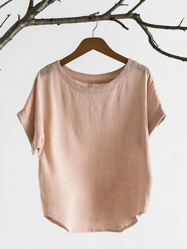 Round Neck Pullover Comfortable Breathable Ladies Short Sleeve tjj Shicloths
