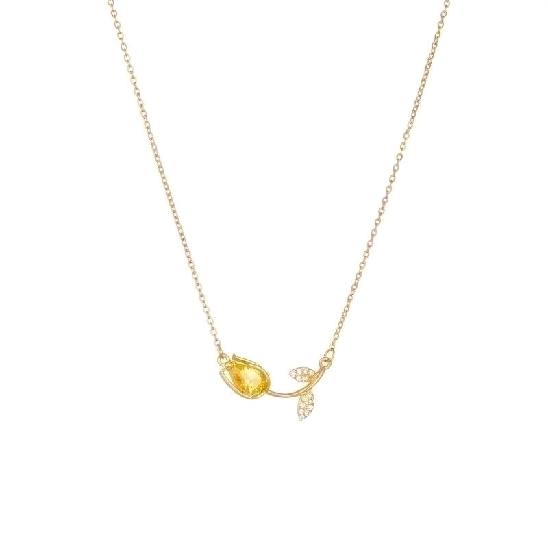 Copper Gold Plated Minimalist Classic Style Flower Plating Pendant Necklace