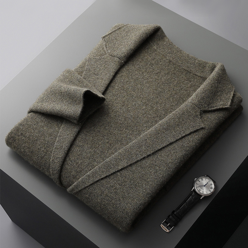 Men's Merino Wool Cardigan With Pockets REAL SILK LIFE