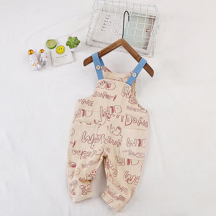 Baby Letters Casual Strap Overalls