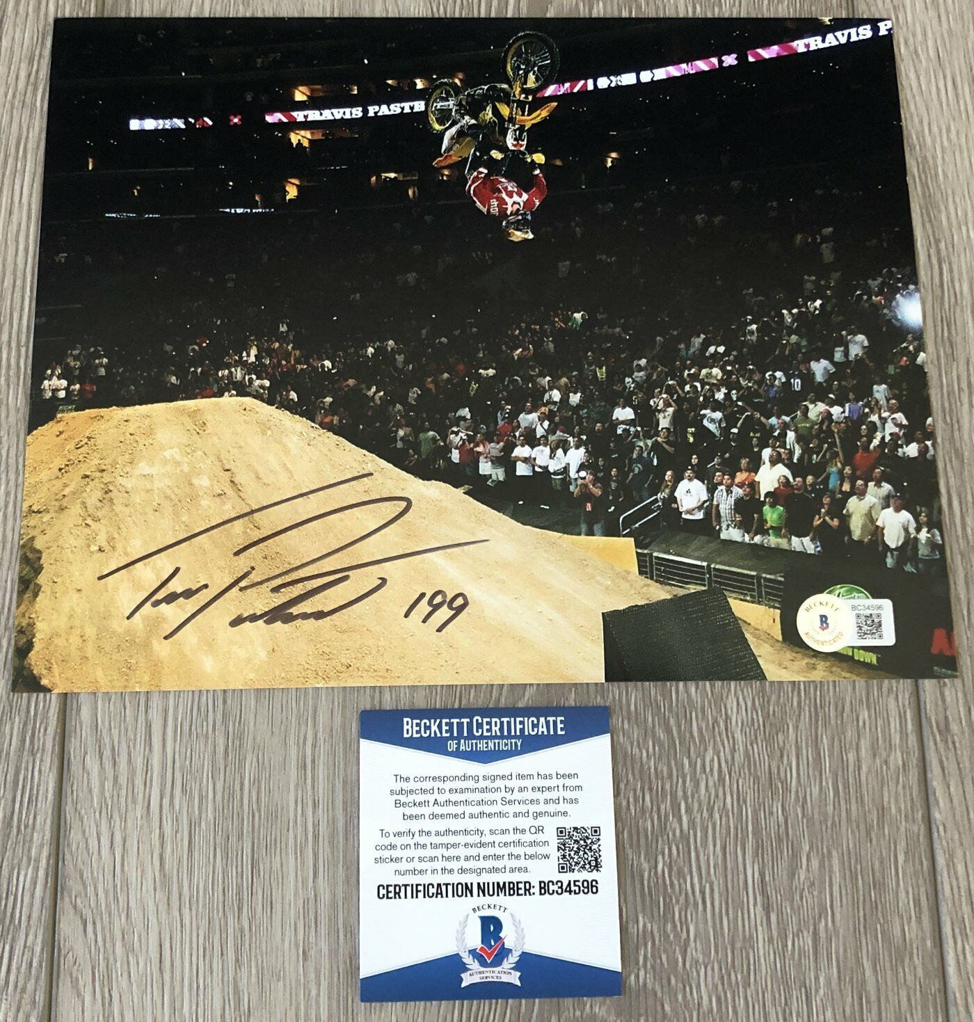 TRAVIS PASTRANA SIGNED SUPERCROSS 8x10 Photo Poster painting A w/PROOF & BECKETT BAS COA