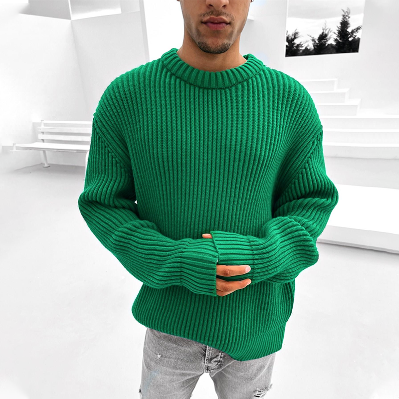 Unisex Oversized Knitted Sweater Green、、URBENIE