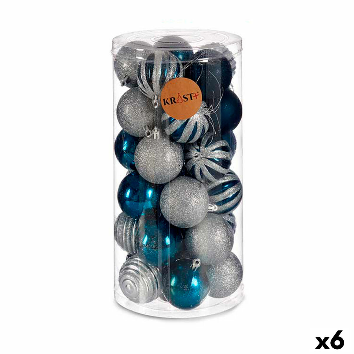Set of Christmas balls Krist+ HM20087-061/003 Blue Silver Plastic &Oslash; 6 cm (6 Units)