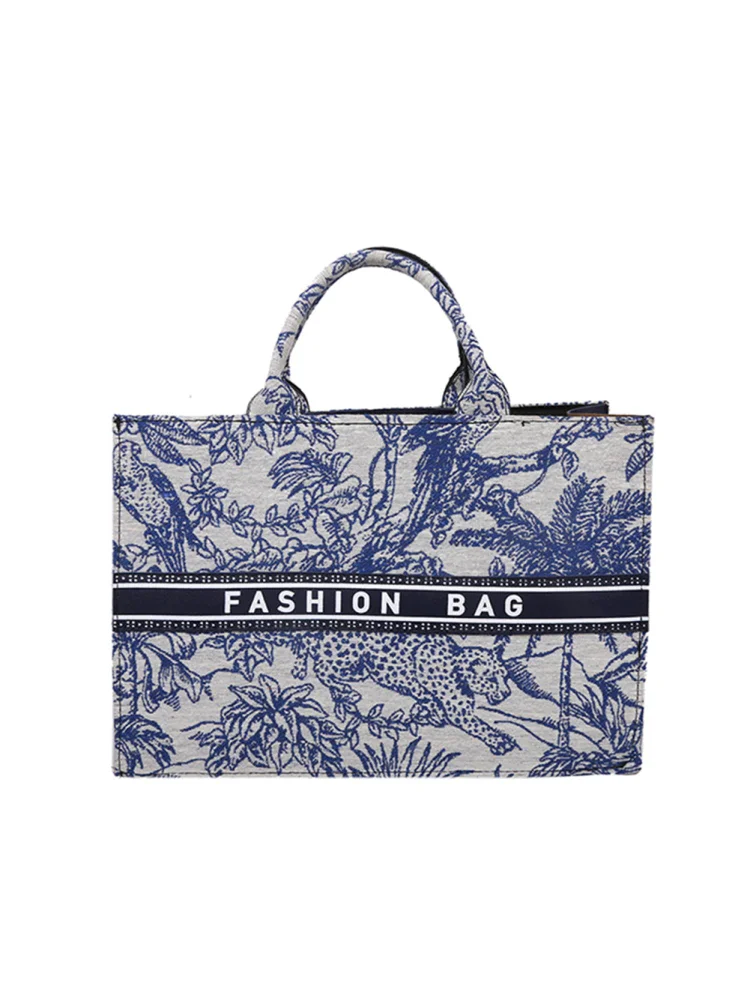 Fashion Women Canvas Printing Top-handle Tote Bag Large Handbags (S Blue)