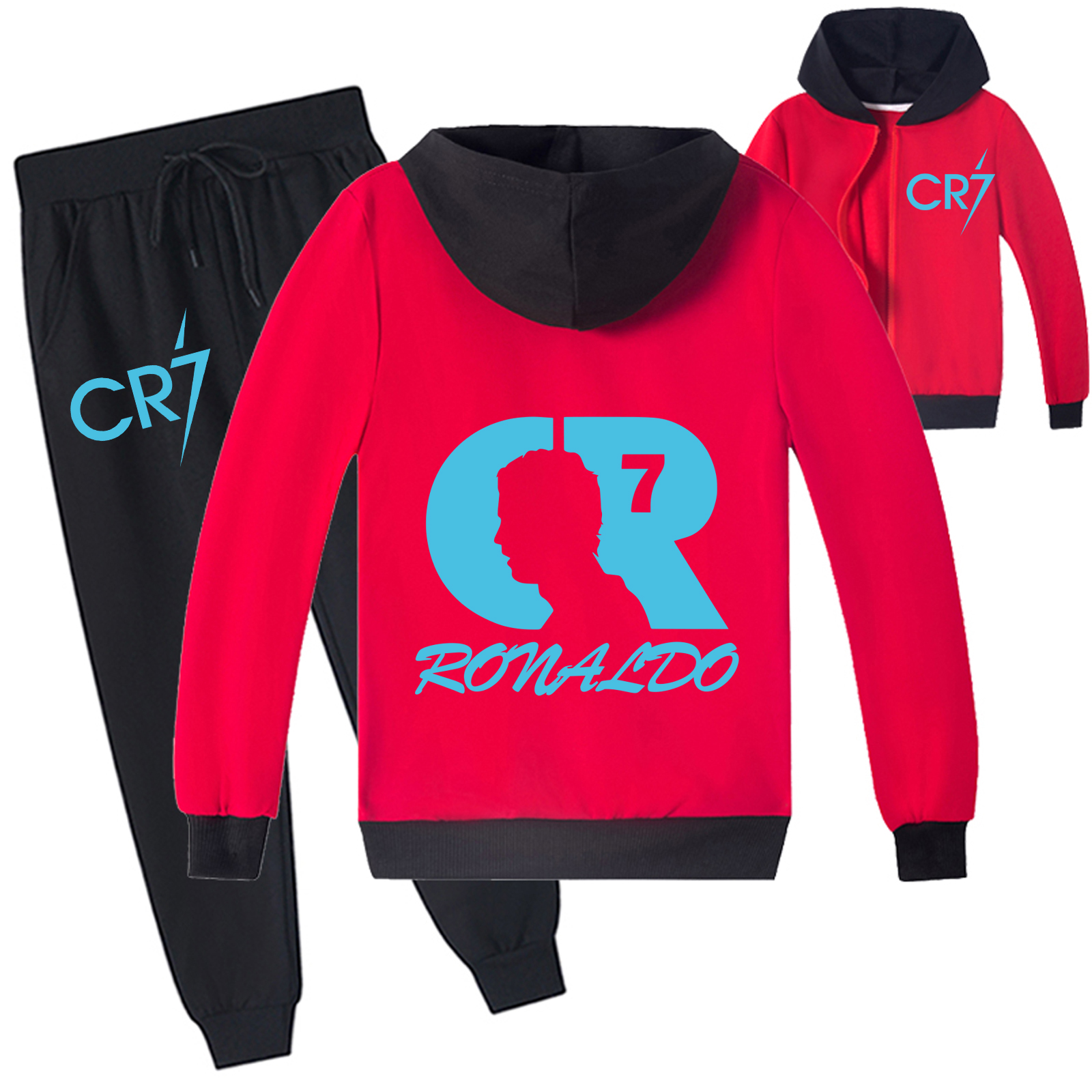 Mayoulove Kids Cristiano Ronaldo Zip-Up Set - Stylish Sportswear for Boys  Girls - Soccer Fan Gear-Mayoulove