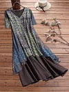 Loose Dress Short-sleeved Cotton Linen Print Fashion Floral Dress