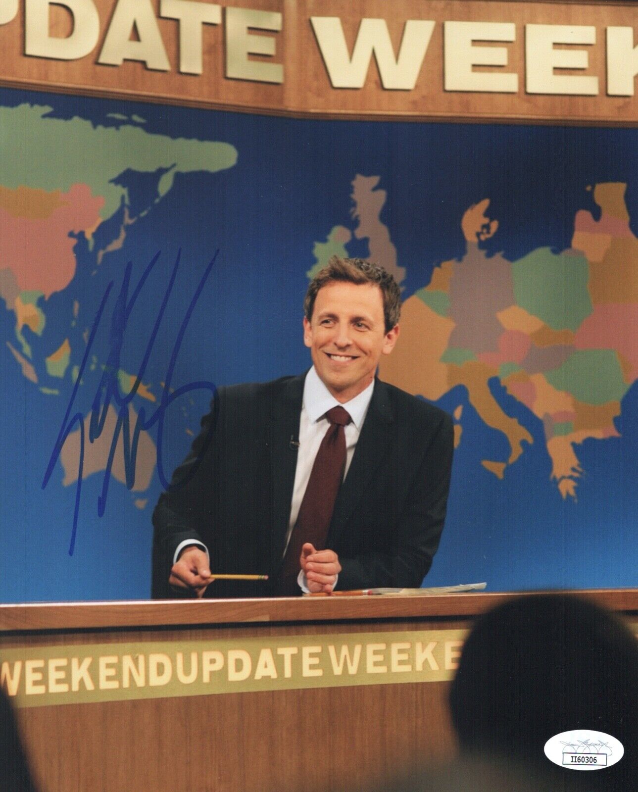 SETH MEYERS Signed LATE NIGHT TV HOST 8x10 Photo Poster painting Autograph SNL JSA COA Cert