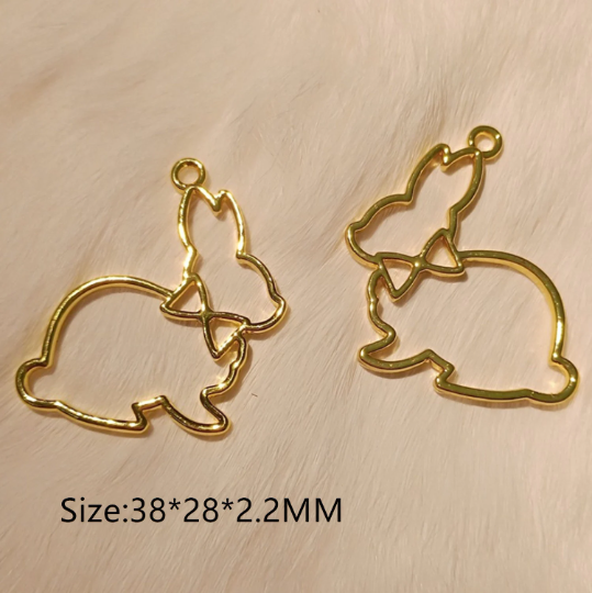 Gold Cute Animal Rabbit Charm knot Bunny Charm Tricks Series Diy UV Resin Charms Pendant Jewelry Accessories