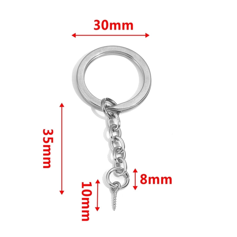 5 PCS/Package 25*35mm 30*35mm Stainless Steel Solid Color Polished Keychain Accessories