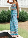Floral Printed Wide Leg Two-Piece Suits