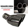 Bent Dual Exhaust Muffler Tip Bolt-on Rolled Edge Slant Cut Black Titanium