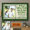 Photo personnalis&eacute;e cadeau golf couple golfeur meilleur score en direct ici vintage panneau en m&eacute;tal