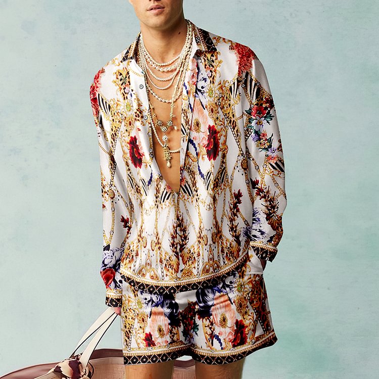 BrosWear Luxury Beach Shirt And Shorts Two Piece Set