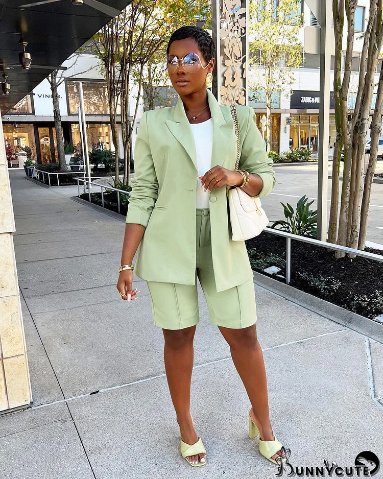 Women Career Blazer and Shorts Two-Piece Set