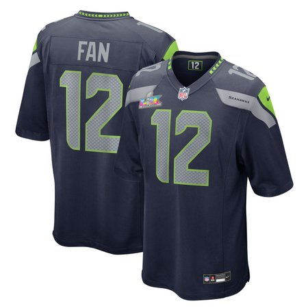 Youth Seattle Seahawks 12s  College Navy Super Bowl LX Patch Game Jersey