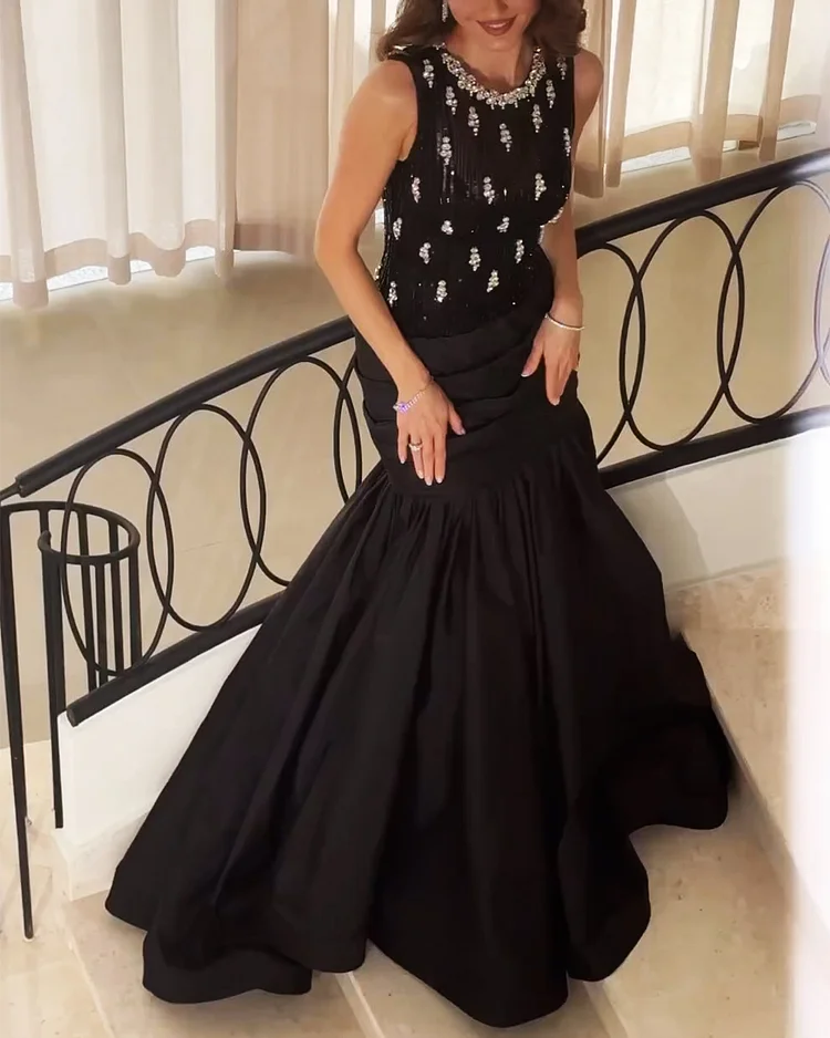 Women's Round Neck Sleeveless Sequin Dress